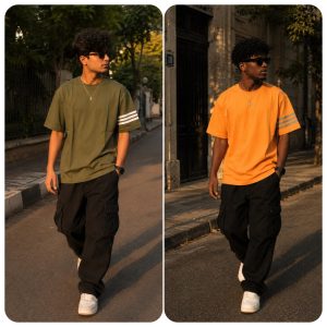2 Pec Drop Shoulder ( Orange & Olive )