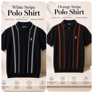 2 Pis Combo ( White & Orange Stripe )