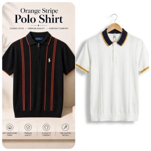 2 Pis Combo ( White & Orange Stripe )